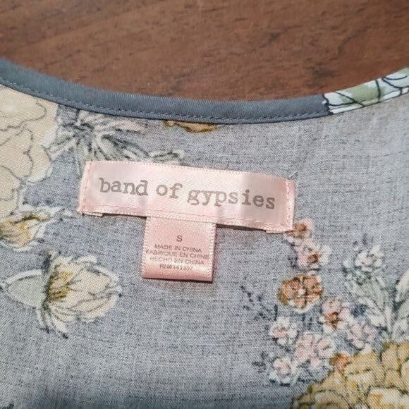 Band of Gypsies S blue floral jumper romper jumpsuit flower spring easter - Picture 3 of 4